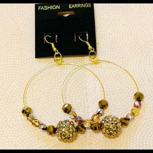 Handmade beaded gold hoop earrings